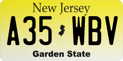 NJ license plate A35WBV