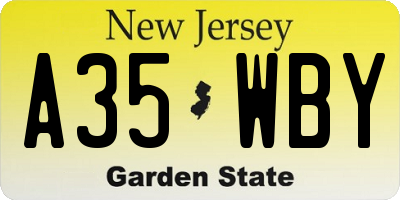 NJ license plate A35WBY