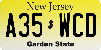 NJ license plate A35WCD