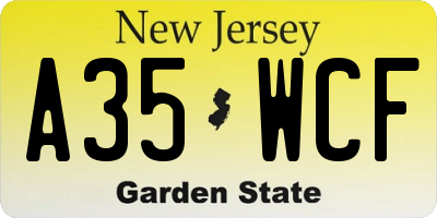 NJ license plate A35WCF