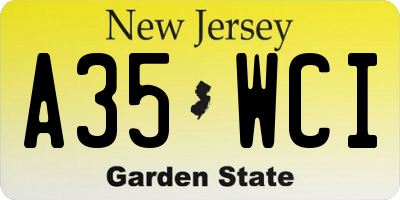 NJ license plate A35WCI
