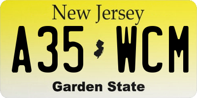 NJ license plate A35WCM