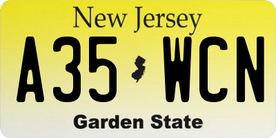 NJ license plate A35WCN