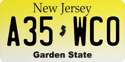 NJ license plate A35WCO