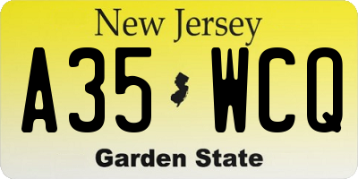 NJ license plate A35WCQ