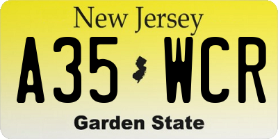 NJ license plate A35WCR