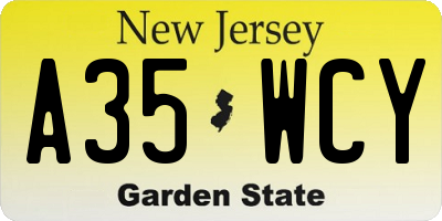 NJ license plate A35WCY
