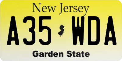 NJ license plate A35WDA