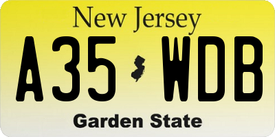 NJ license plate A35WDB
