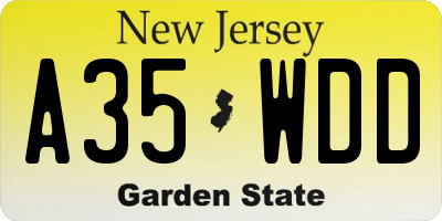 NJ license plate A35WDD