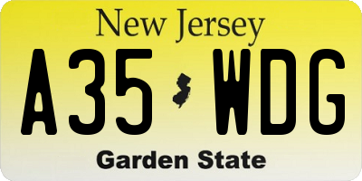 NJ license plate A35WDG