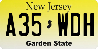 NJ license plate A35WDH