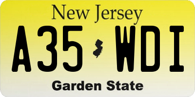 NJ license plate A35WDI