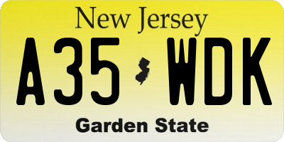 NJ license plate A35WDK