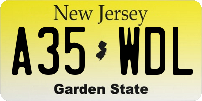 NJ license plate A35WDL