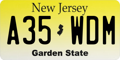 NJ license plate A35WDM