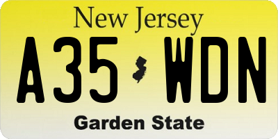 NJ license plate A35WDN