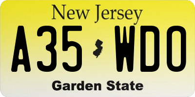 NJ license plate A35WDO