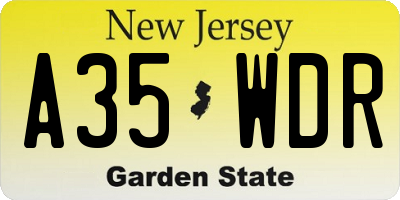 NJ license plate A35WDR