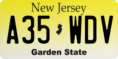 NJ license plate A35WDV