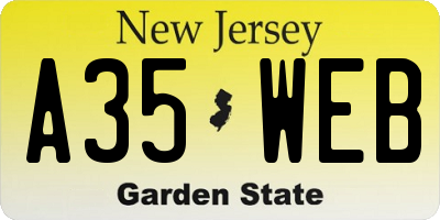 NJ license plate A35WEB