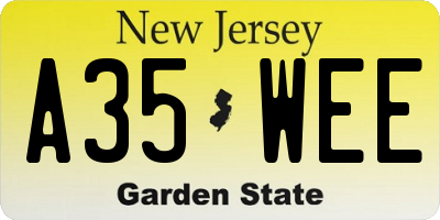 NJ license plate A35WEE
