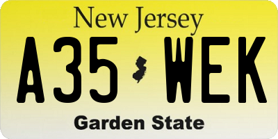 NJ license plate A35WEK