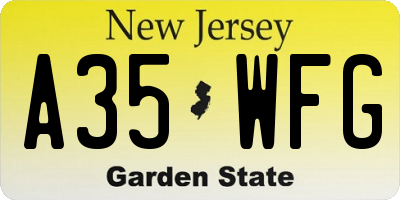 NJ license plate A35WFG