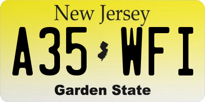 NJ license plate A35WFI