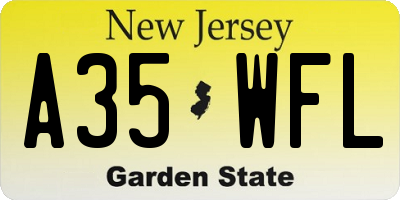 NJ license plate A35WFL