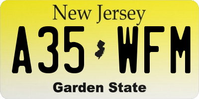NJ license plate A35WFM