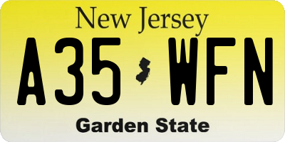 NJ license plate A35WFN