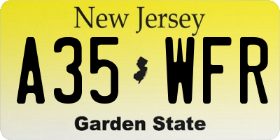 NJ license plate A35WFR