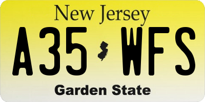 NJ license plate A35WFS