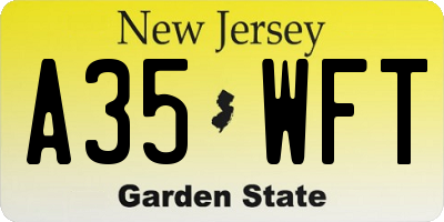 NJ license plate A35WFT