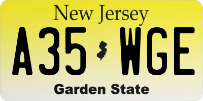 NJ license plate A35WGE