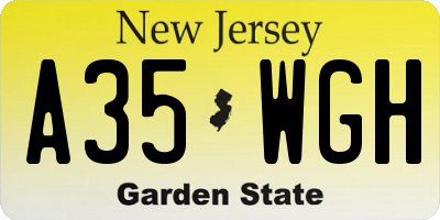 NJ license plate A35WGH