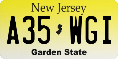 NJ license plate A35WGI