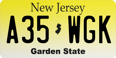 NJ license plate A35WGK