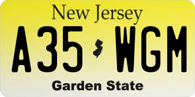 NJ license plate A35WGM