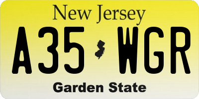 NJ license plate A35WGR