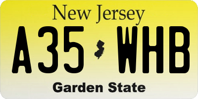 NJ license plate A35WHB