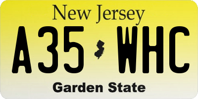 NJ license plate A35WHC