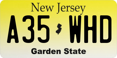 NJ license plate A35WHD