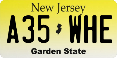 NJ license plate A35WHE