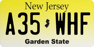 NJ license plate A35WHF