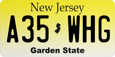 NJ license plate A35WHG