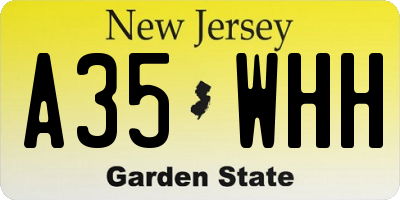 NJ license plate A35WHH