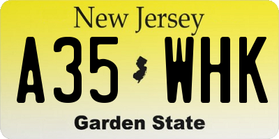 NJ license plate A35WHK