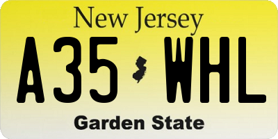 NJ license plate A35WHL